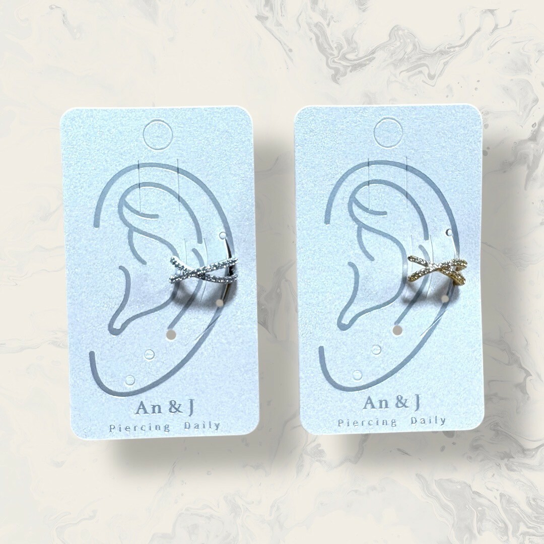 韓國直送耳骨夾 線鋯交叉 2色