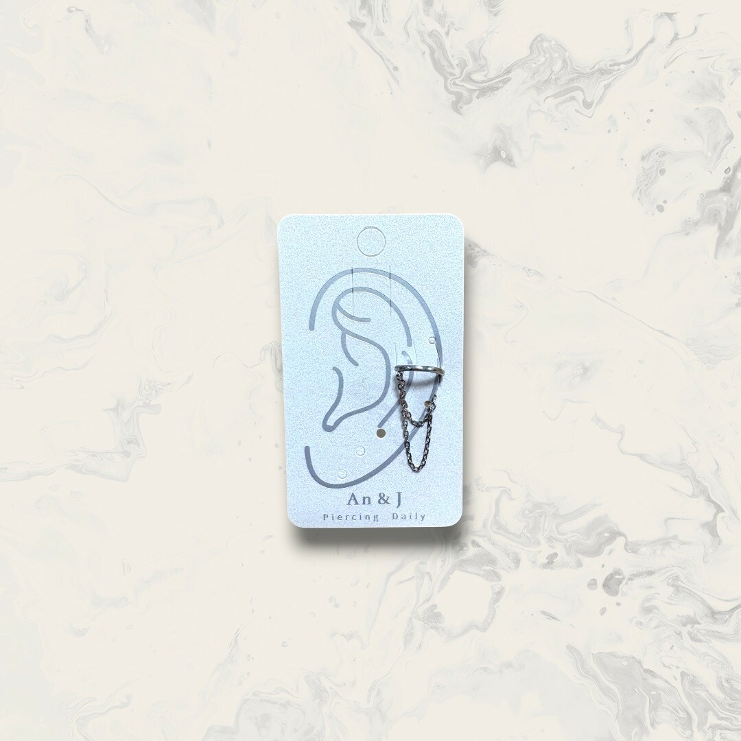 合金耳骨夾 素圈垂鍊