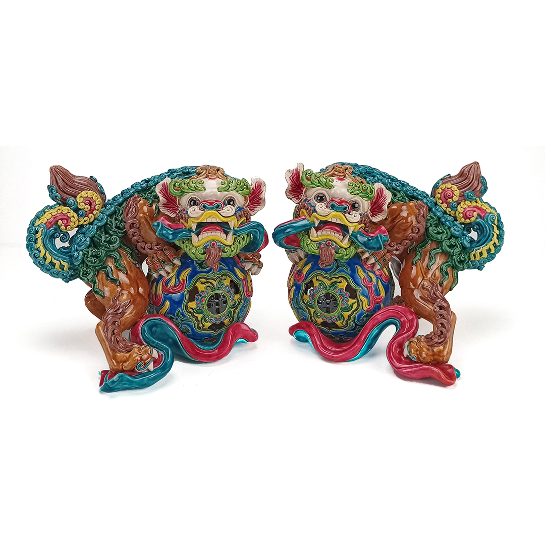 國寶級交趾陶大火獅對｜守護家園的藝術瑰寶