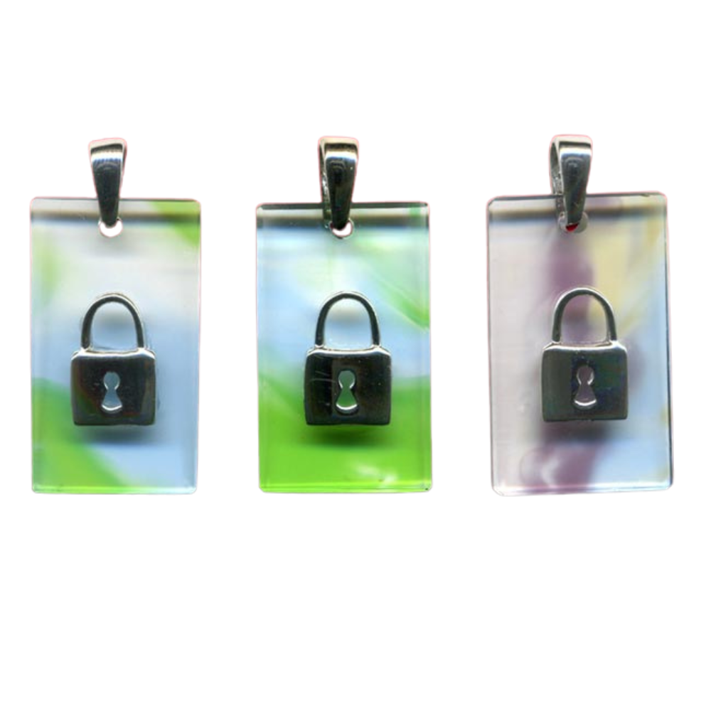 鎖住心扉銀飾項鍊  真愛相守心心相印開運納福（一對）