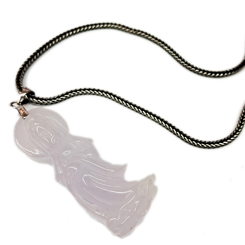 白衣觀音{紫羅蘭}玉珮鑲925銀墜【十方】148698