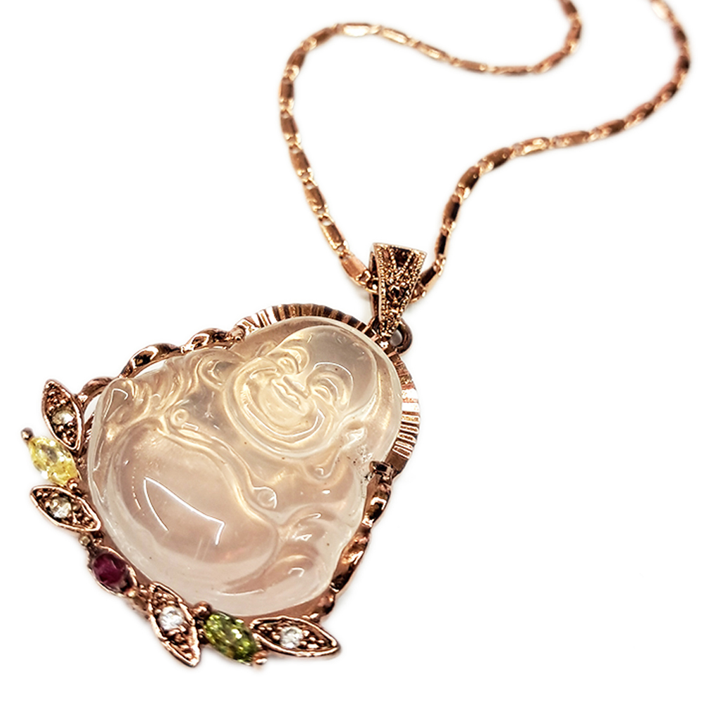 彌勒佛{星光粉晶}玫瑰金墜飾【十方】128905