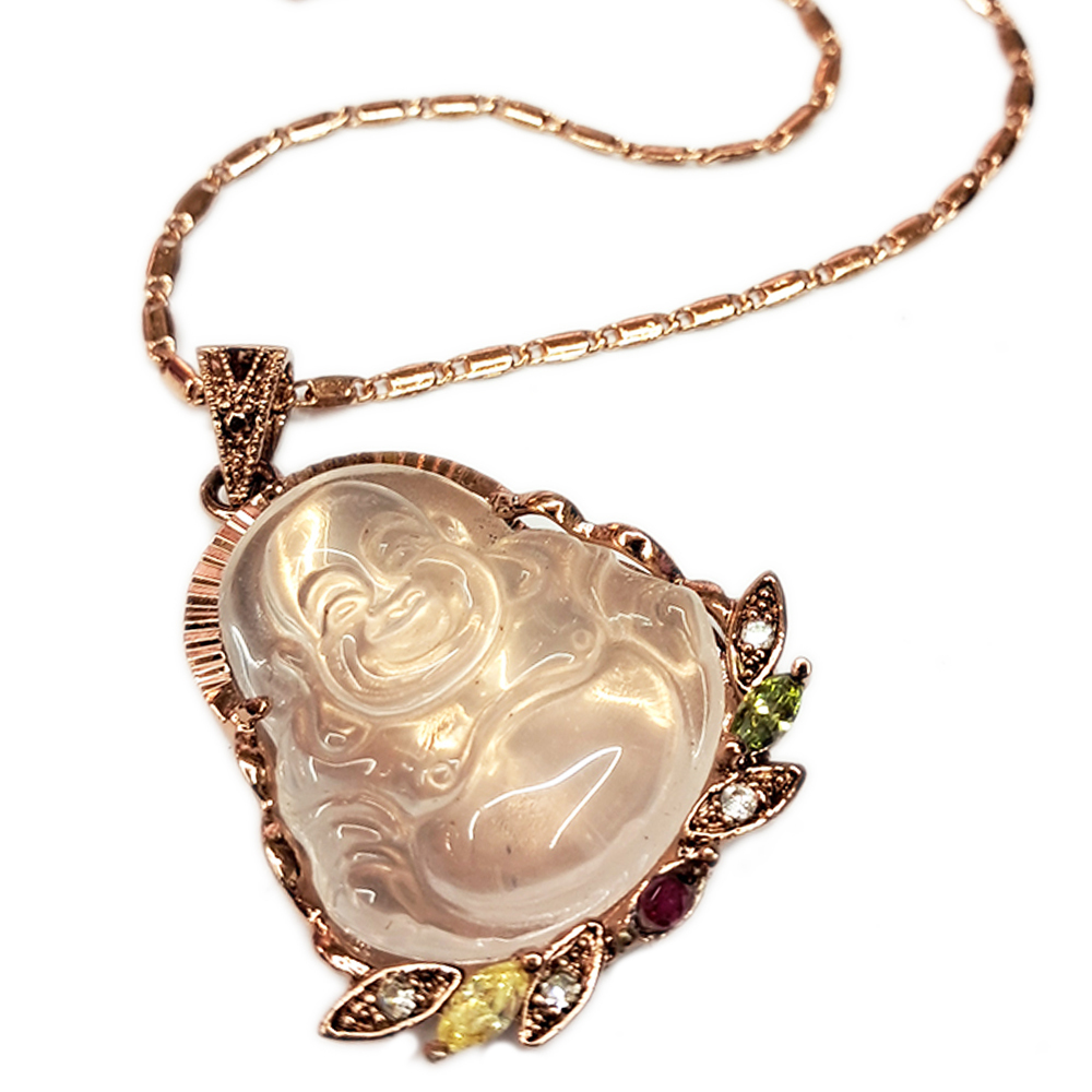 彌勒佛{星光粉晶}玫瑰金墜飾【十方】128905