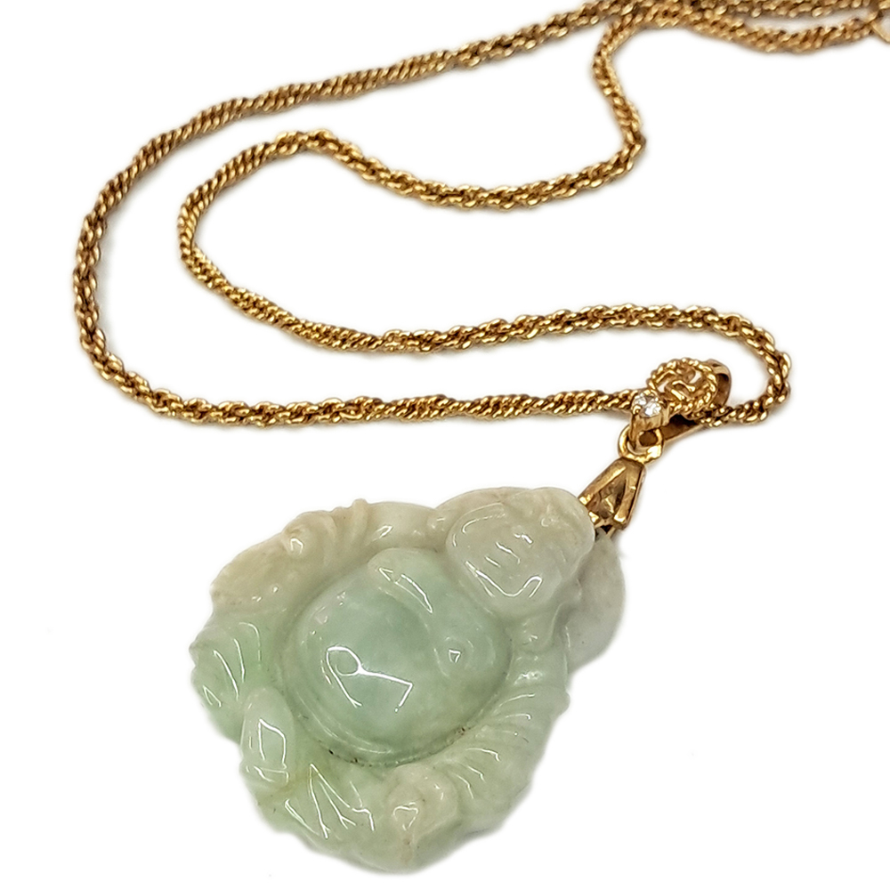 彌勒佛{緬甸玉}&合金項鍊【十方】130627