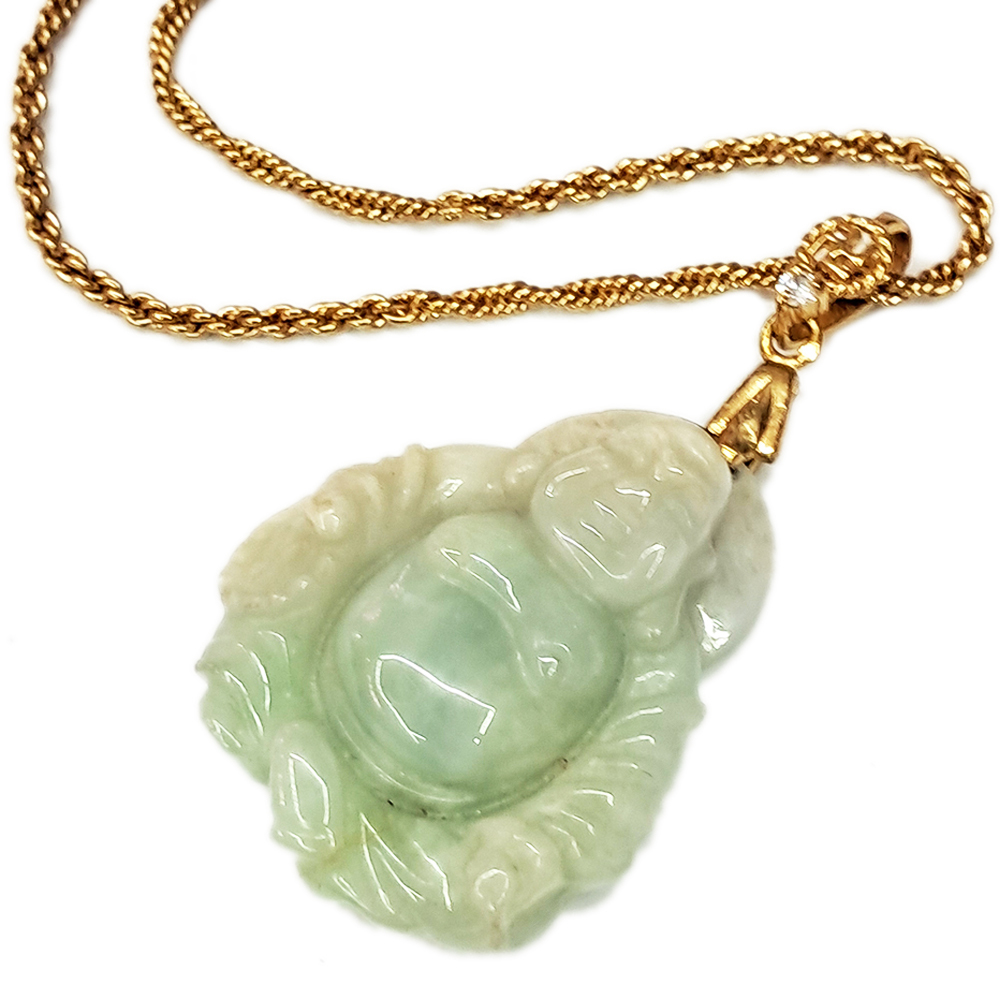 彌勒佛{緬甸玉}&合金項鍊【十方】130627