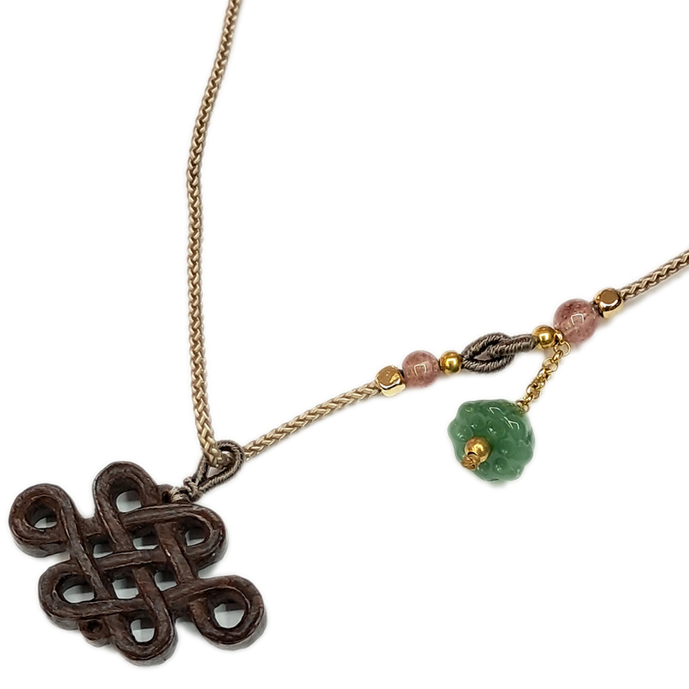 吉祥結{沉香木}精雕中國結項鍊【十方】141257