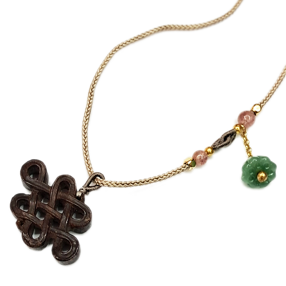 吉祥結{沉香木}精雕中國結項鍊【十方】141257