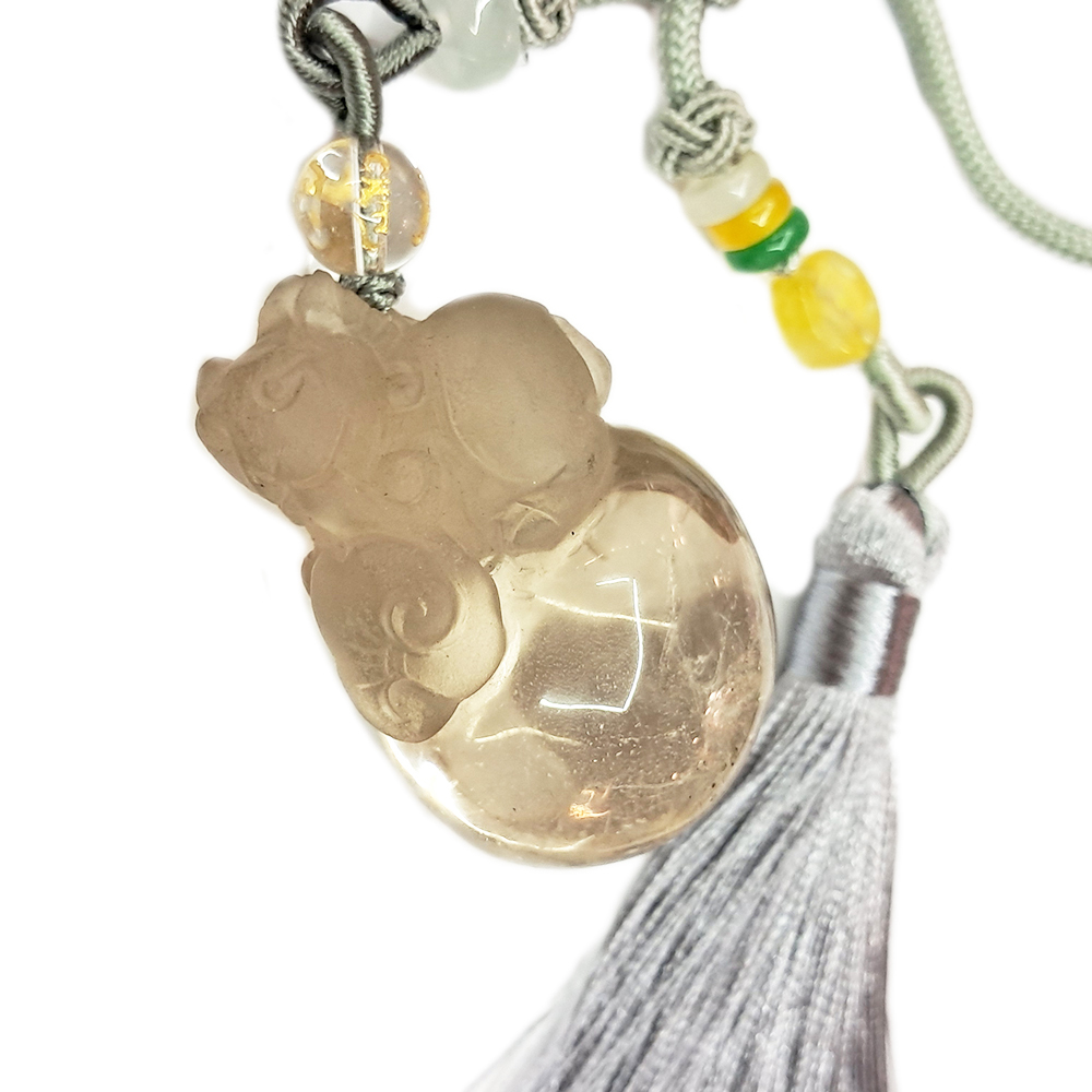 三羊開泰{天然茶晶}&玉吊飾【十方】120827