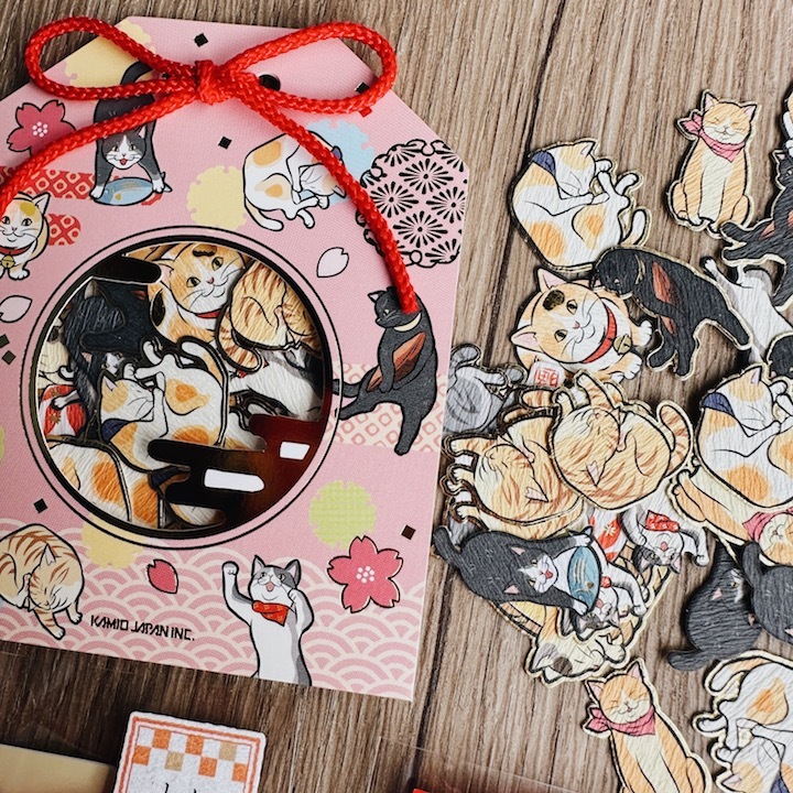 貓咪 日本御守系列 金箔壓印 30枚貼紙包｜日本Kamio