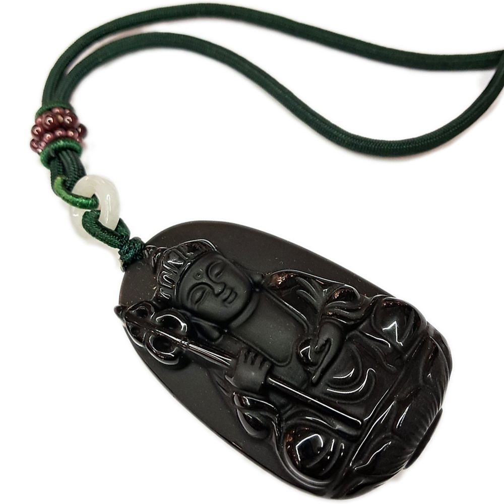 地藏菩薩黑曜石中國結項鍊【十方】142676