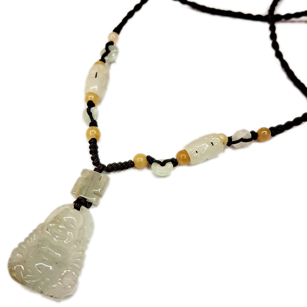 彌勒佛玉佩{微型}中國結項鍊 【十方】119996