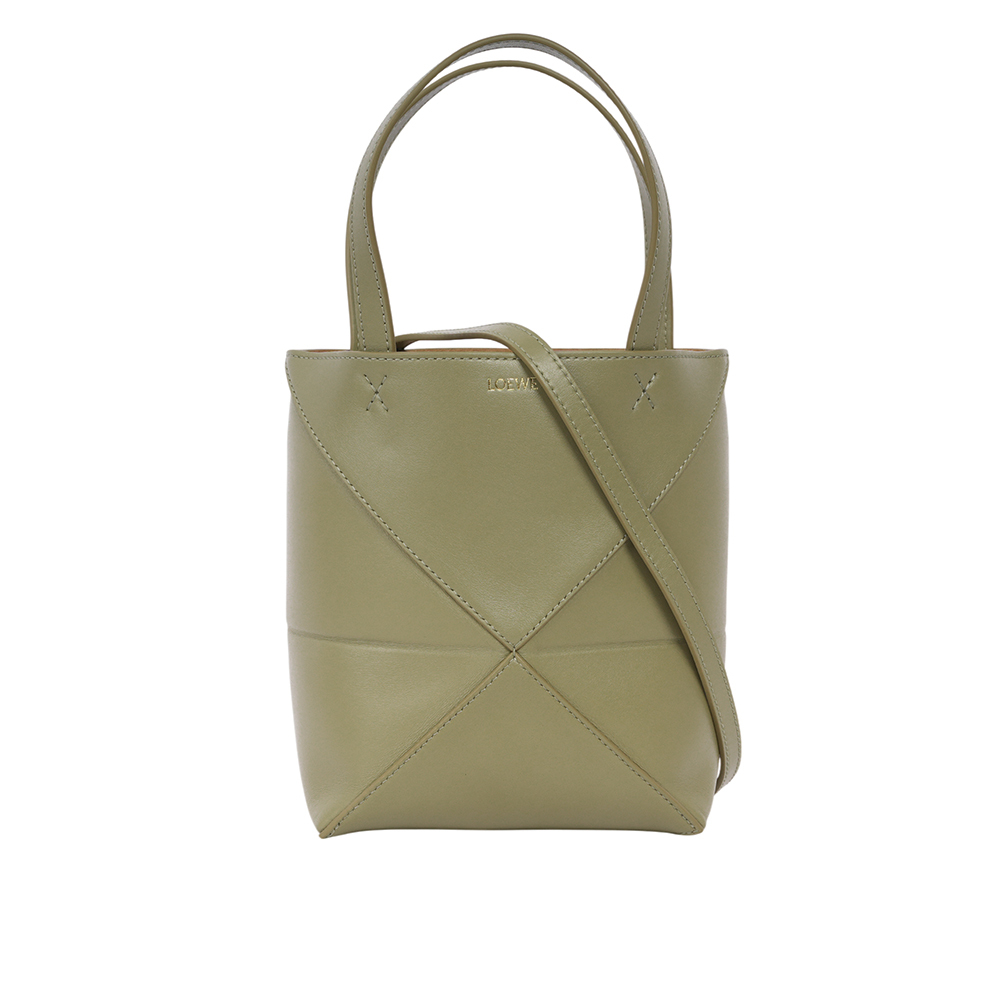 【LOEWE】Puzzle 亮面小牛皮迷你摺疊托特包