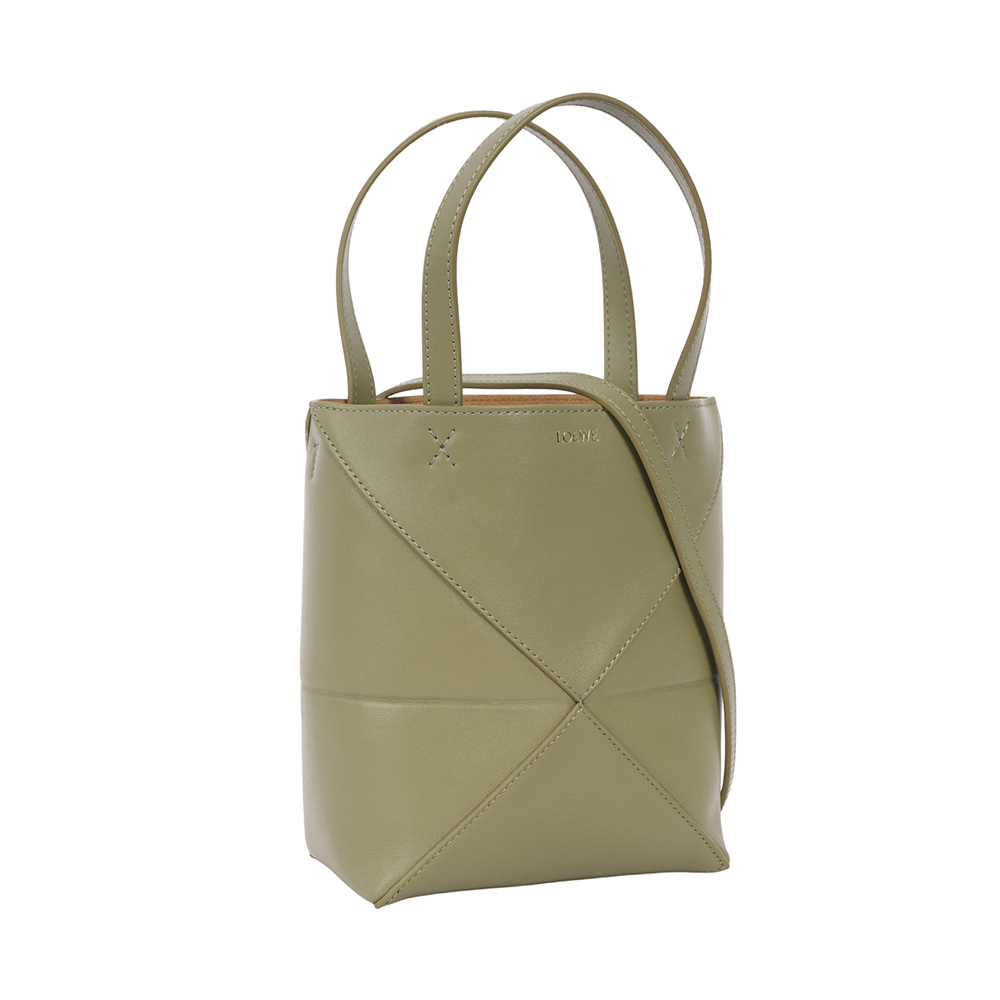 【LOEWE】Puzzle 亮面小牛皮迷你摺疊托特包