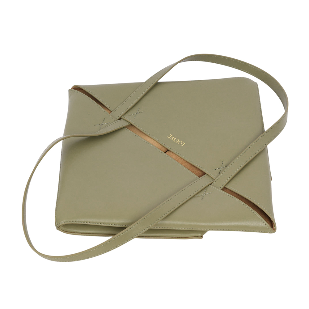 【LOEWE】Puzzle 亮面小牛皮迷你摺疊托特包(尤加利綠)A657V25X01 4787