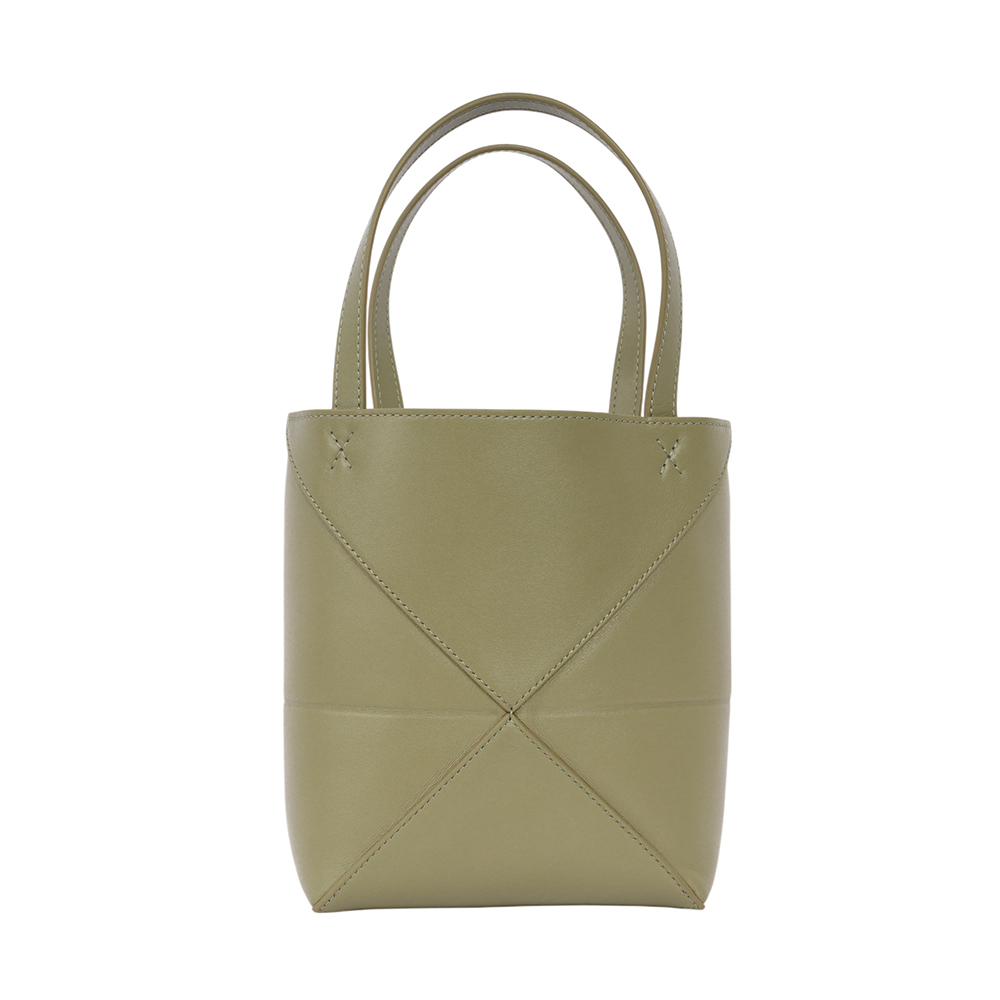 【LOEWE】Puzzle 亮面小牛皮迷你摺疊托特包(尤加利綠)A657V25X01 4787