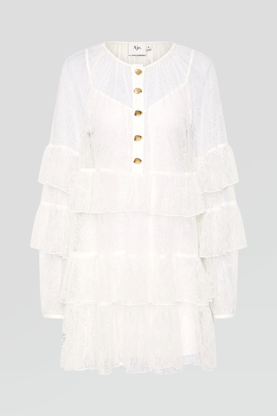 Aje｜PRIMROSE 蕾絲荷葉邊層次短洋裝