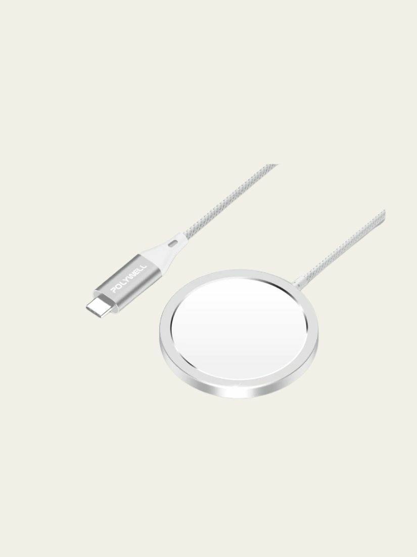 【 POLYWELL 寶利威爾 】  Type-C無線磁吸充電線 充電座 1米 適用蘋果 iPhone 安卓