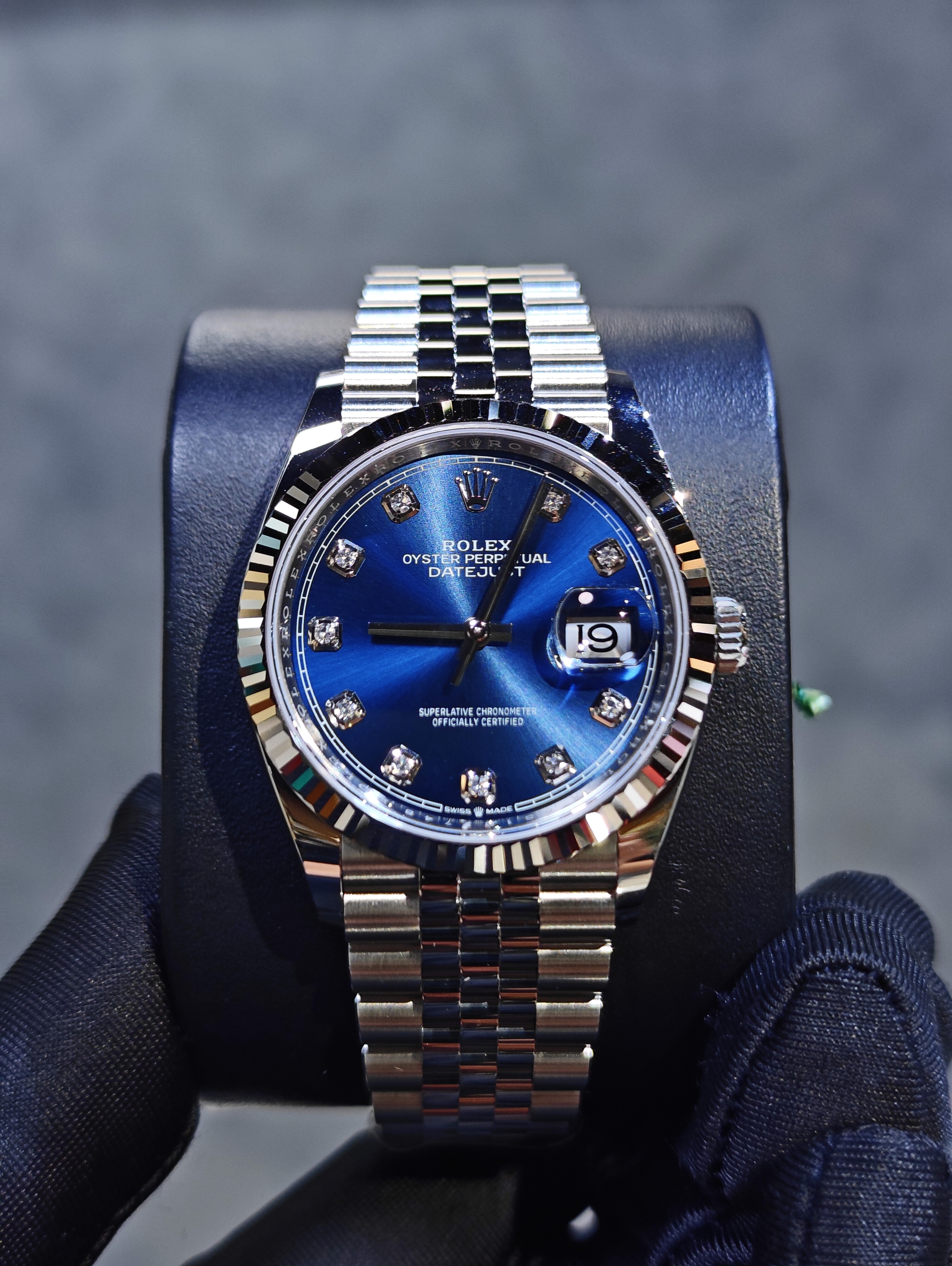 BRAND NEW ROLEX 126234 126234g BLUE DIAL WITH DIAMOND WHITE GOLD STEEL DATEJUST 36 JUBILEE STRAP 36 MM