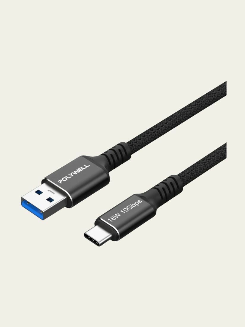 【 POLYWELL 寶利威爾 】  黑金剛 USB3.2 A To C  18W 傳輸充電線