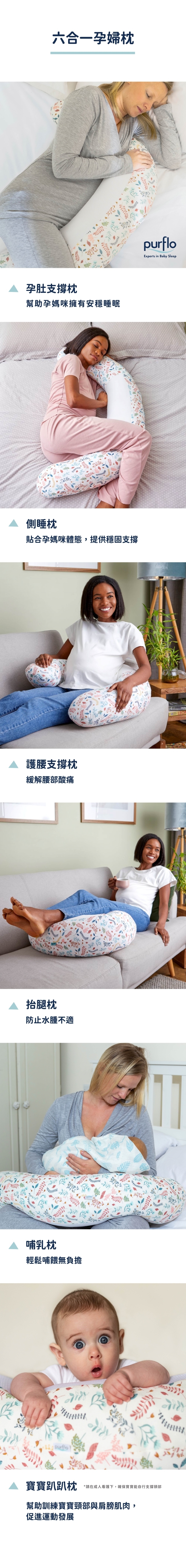 英國Purflo 多功能舒眠孕婦枕 孕肚支撐 側睡枕 護腰支撐 抬腿枕 哺乳枕