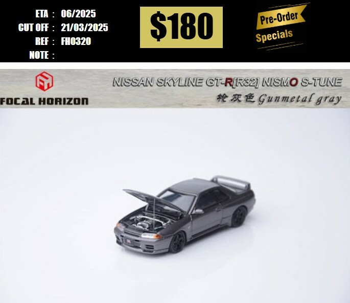 PO-$180 * FH * 1:64 NISSAN SKYLINE GT-R R32 NISMO S-TUNE GUN METALGREY [OD20/03]