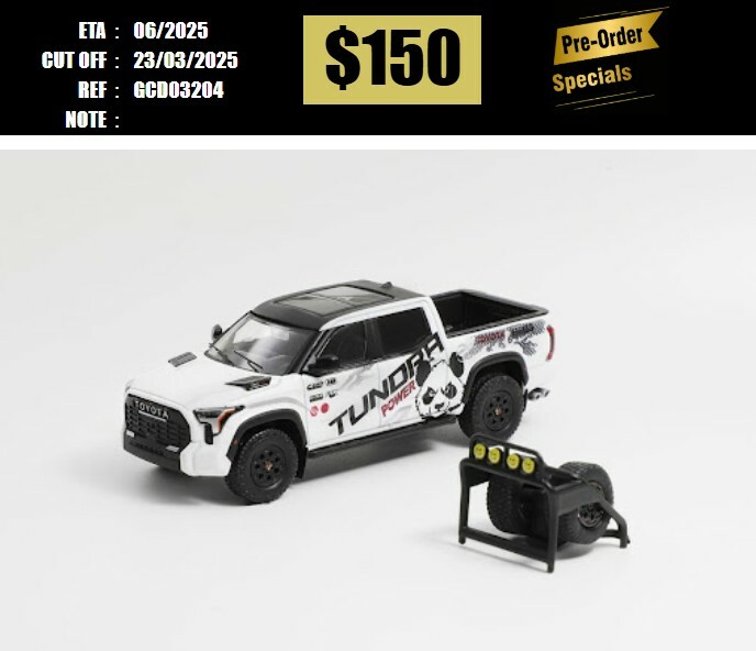 PO-$150 * GCD * 1:64 TOYOTA TUNDRA PICK UP XK70 TRD PRO WHITE PANDA W/ACCESSORIES [OD20/03]