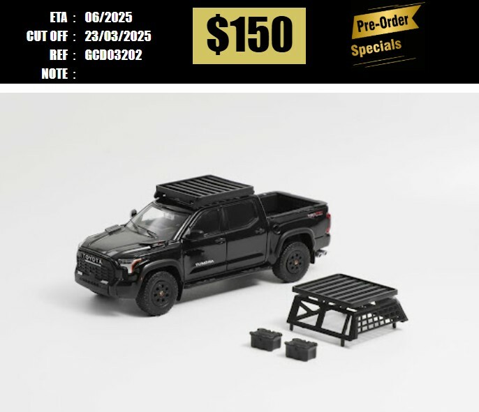 PO-$150 * GCD * 1:64 TOYOTA TUNDRA PICK UP XK70 TRD PRO BLACK W/ACCESSORIES [OD20/03]