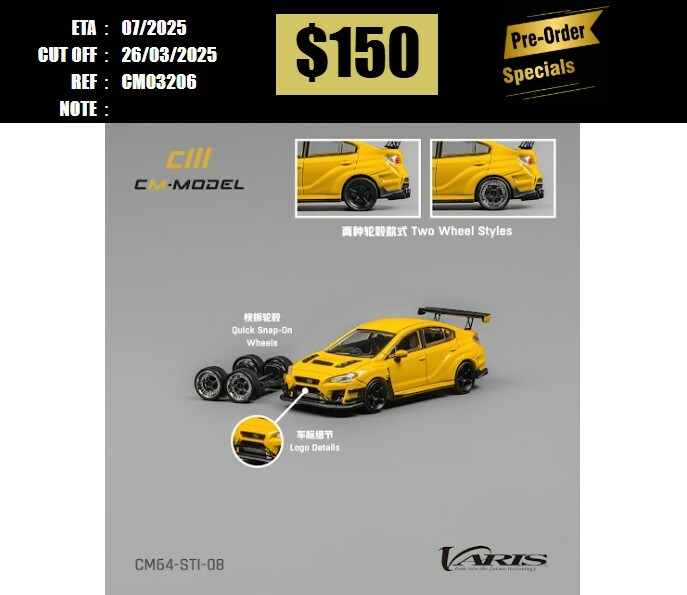 PO-$150 * CM MODEL * 1:64 SUBARU WRX STI VAB VARIS YELLOW [OD20/03]