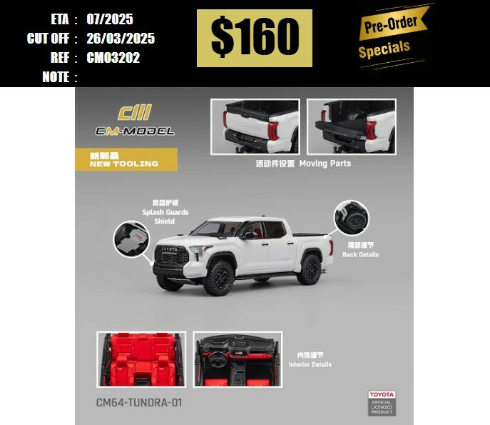 PO-$160 * CM MODEL * 1:64 TOYOTA TUNDRA PICK UP XK70 TRD PRO WHITE [OD20/03]
