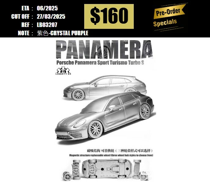 PO-$160 * LIBERTY64 * 1:64 PORSCHE PANAMERA SPORT TURISMO TURBO S CRYSTAL PURPLE [OD20/03]