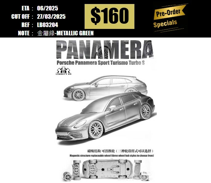 PO-$160 * LIBERTY64 * 1:64 PORSCHE PANAMERA SPORT TURISMO TURBO S METALLIC GREEN [OD20/03]