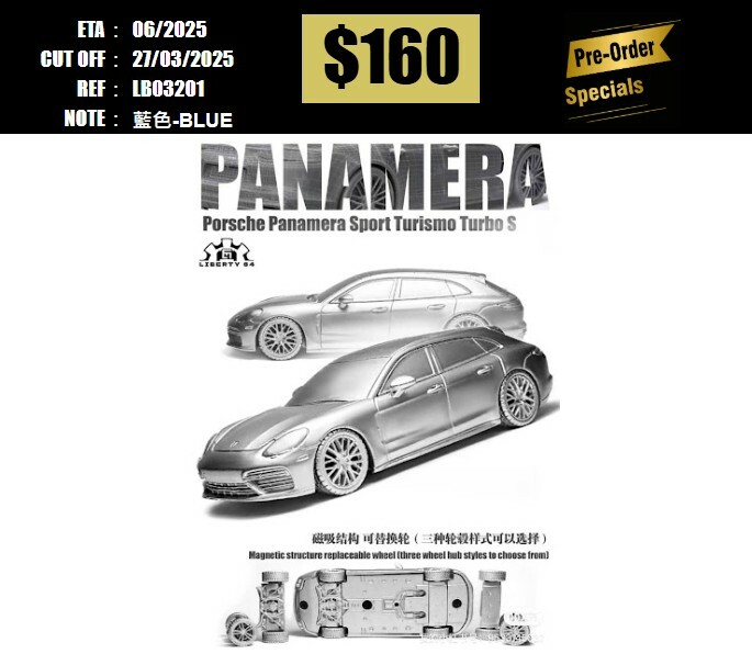 PO-$160 * LIBERTY64 * 1:64 PORSCHE PANAMERA SPORT TURISMO TURBO S BLUE [OD20/03]
