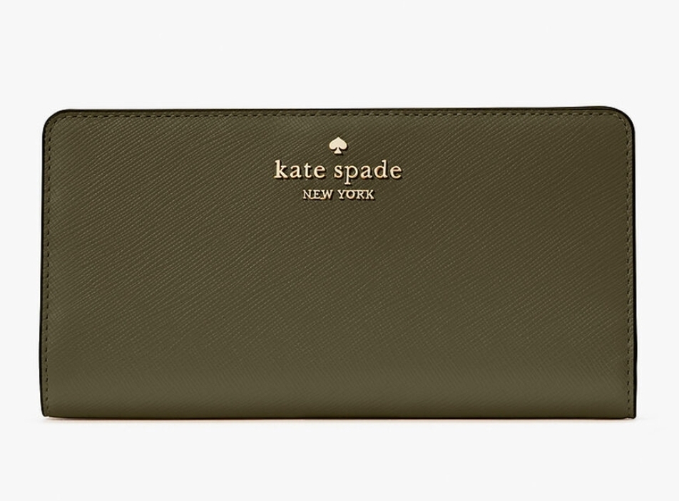 [S] KATE SPADE KI364 MADISON LG CNTL WALLET SAFFIANO LEATHER,SEAWEED, 196021553189 (SKS1350)