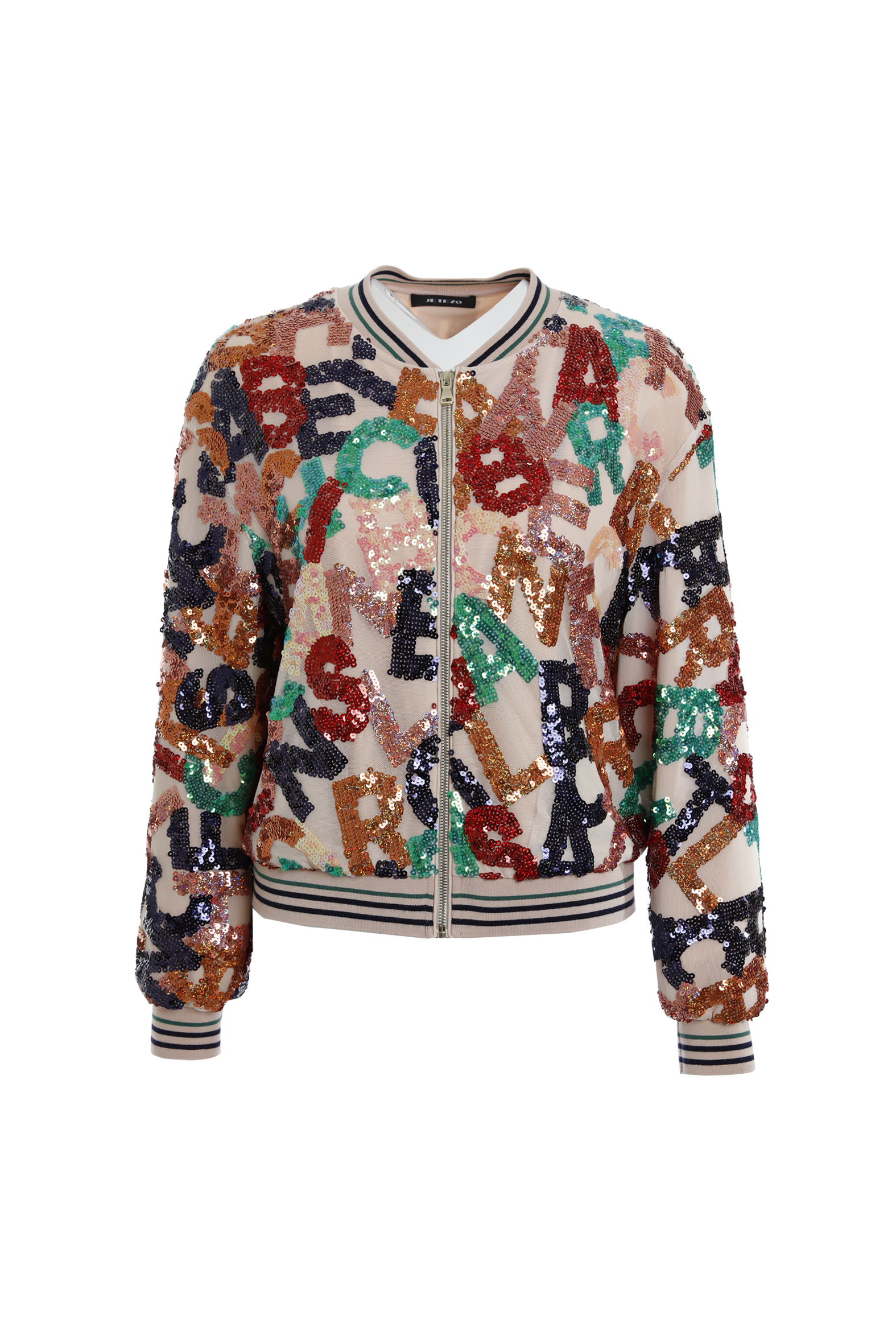 BE10001D2 彩色字母亮片棒球外套