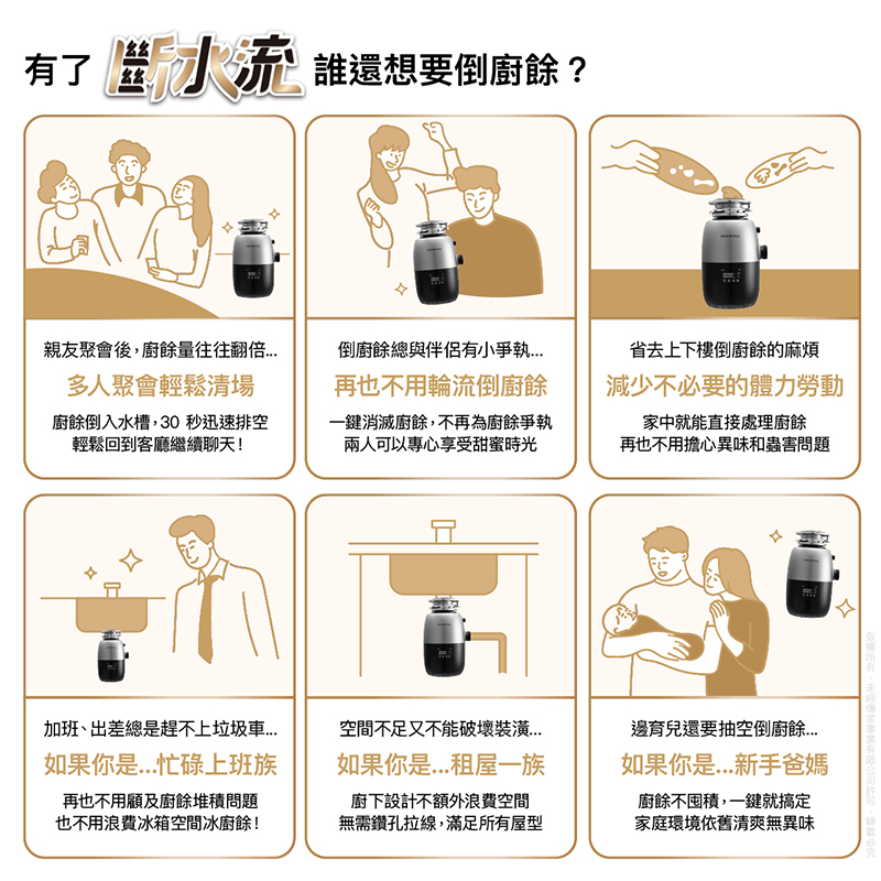 K90 斷水流廚下廚餘機