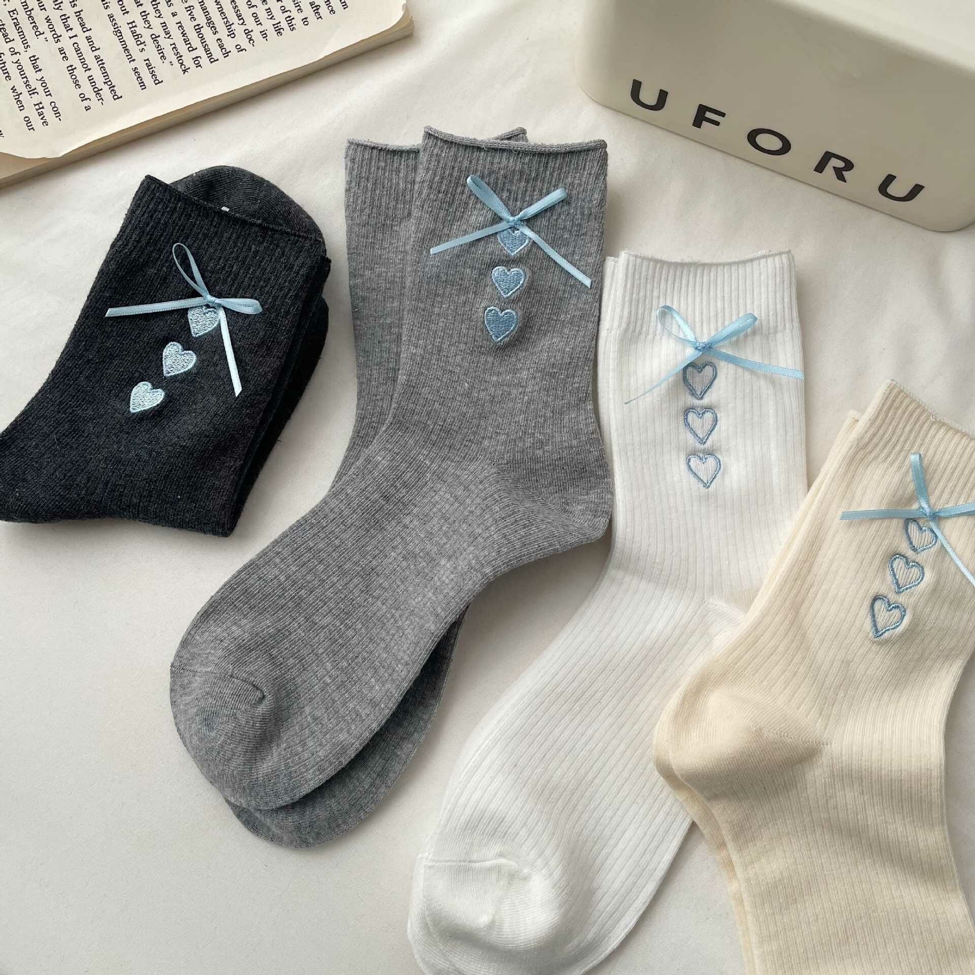 《5794》♾️少女愛心蝴蝶結中筒襪