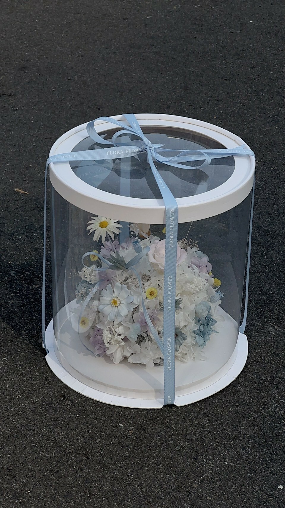 永生花繡球花蛋糕-海藍椰椰 (不可食用)