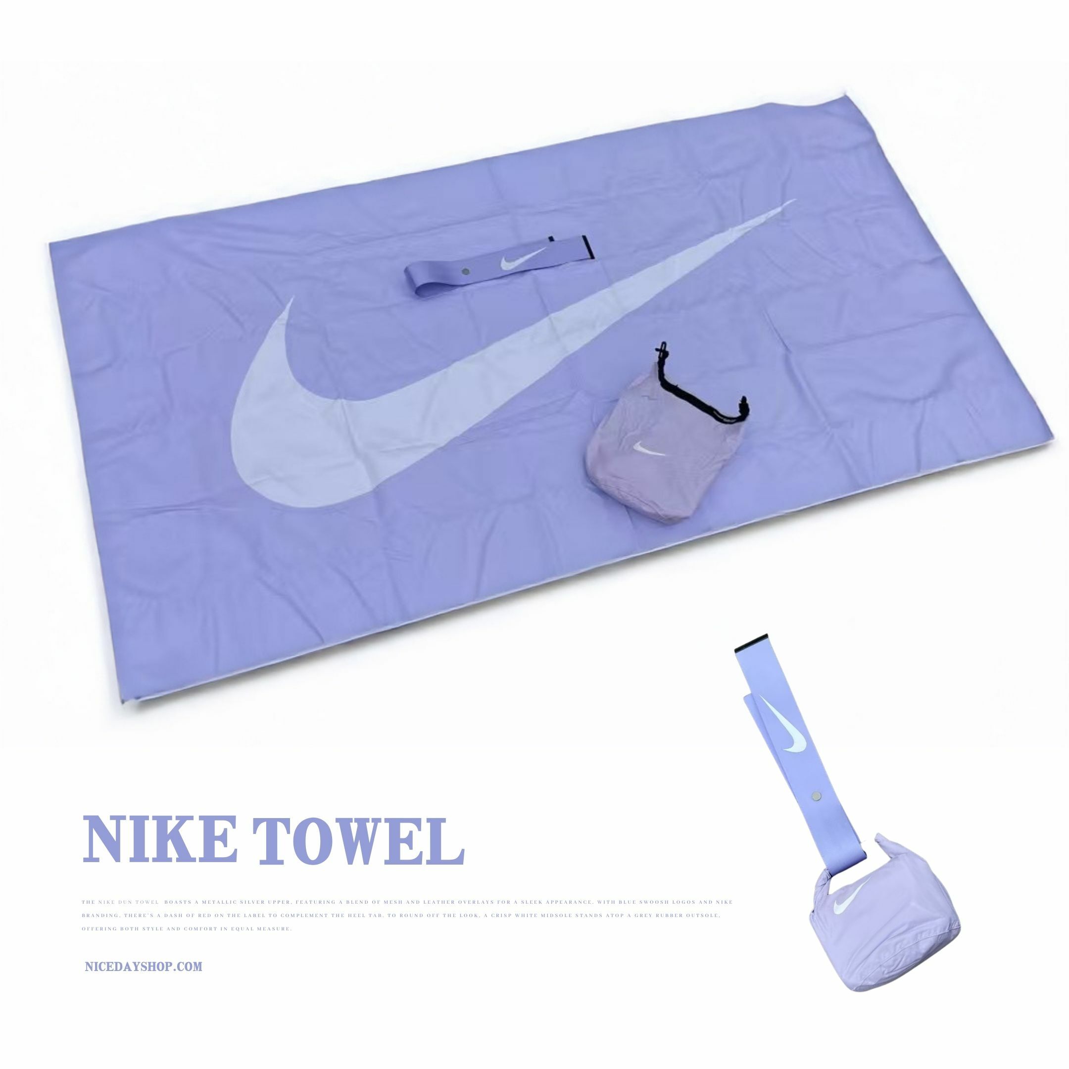 NICEDAY 配件 預購 NIKE TOWEL 三件組 毛巾 運動 吸汗 健身 跑步 清潔 紫色 小包 收納袋
