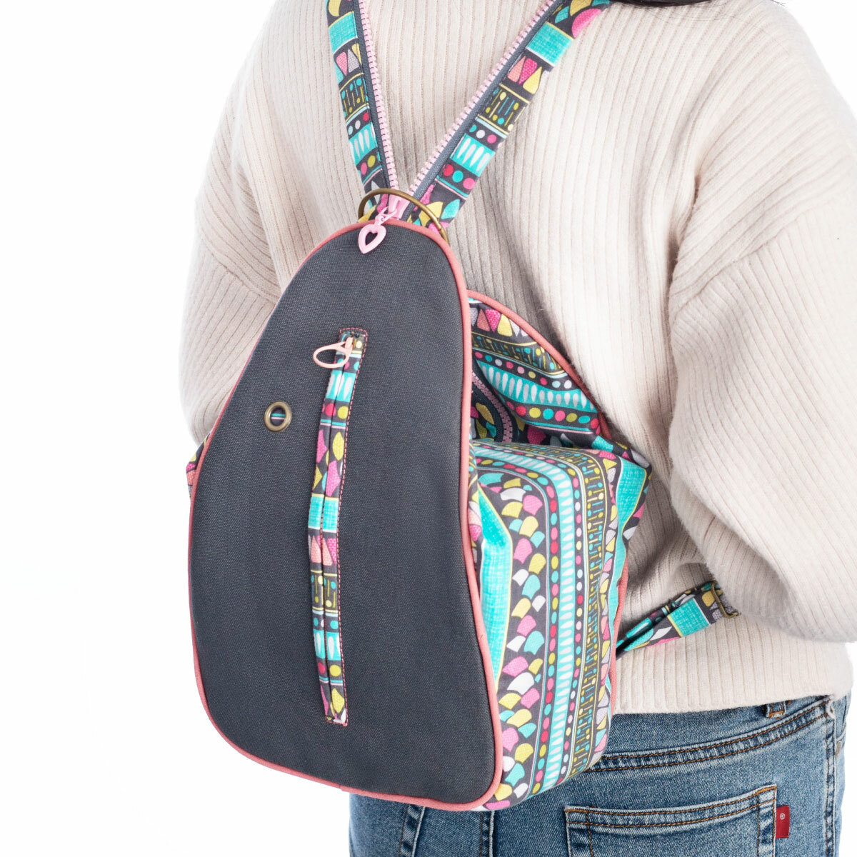 拉鍊背帶側背/後背兩用包(材料包)