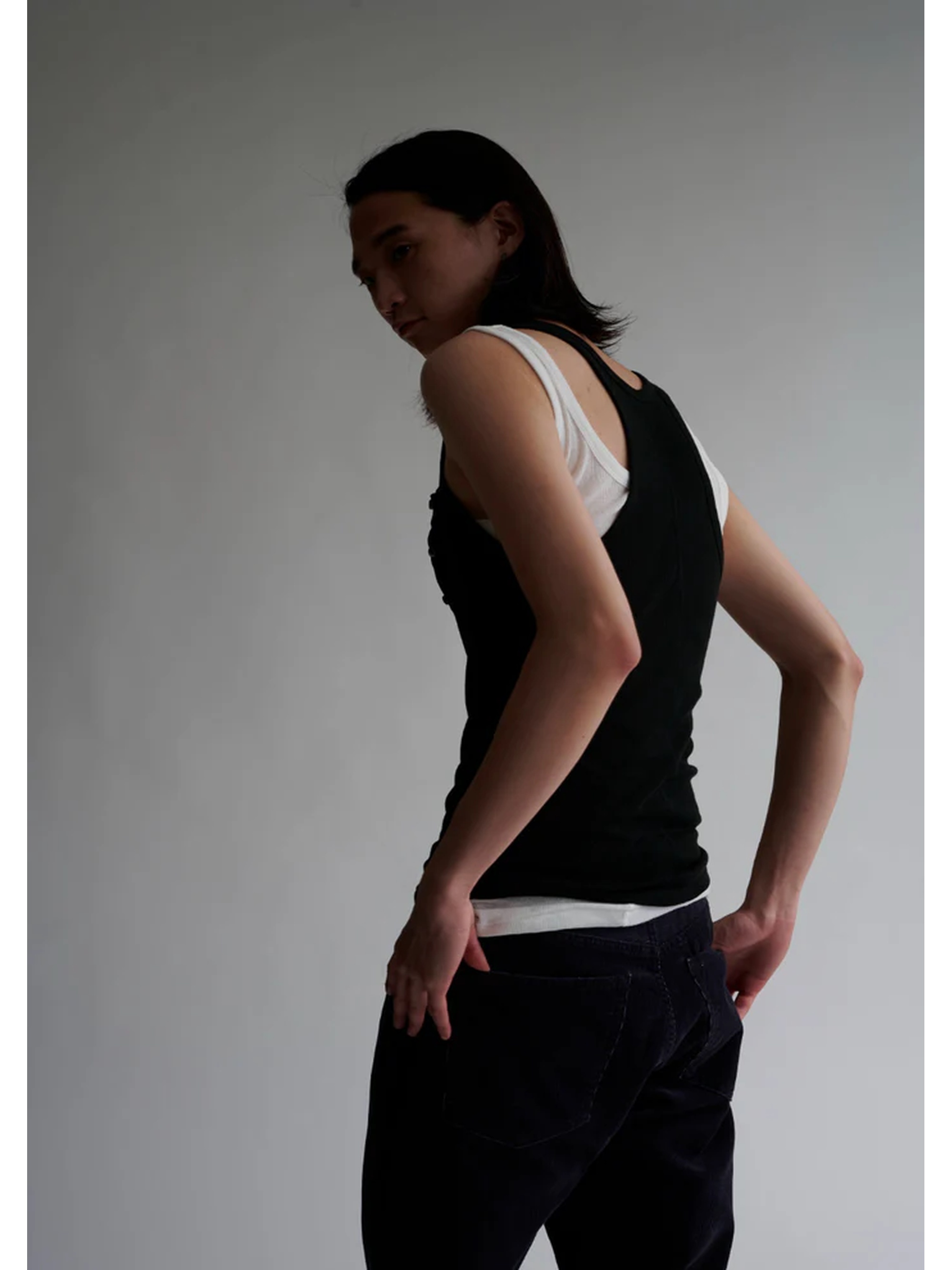 INSCRIRE NATURAL MIX RIB LAYERED T/T背心