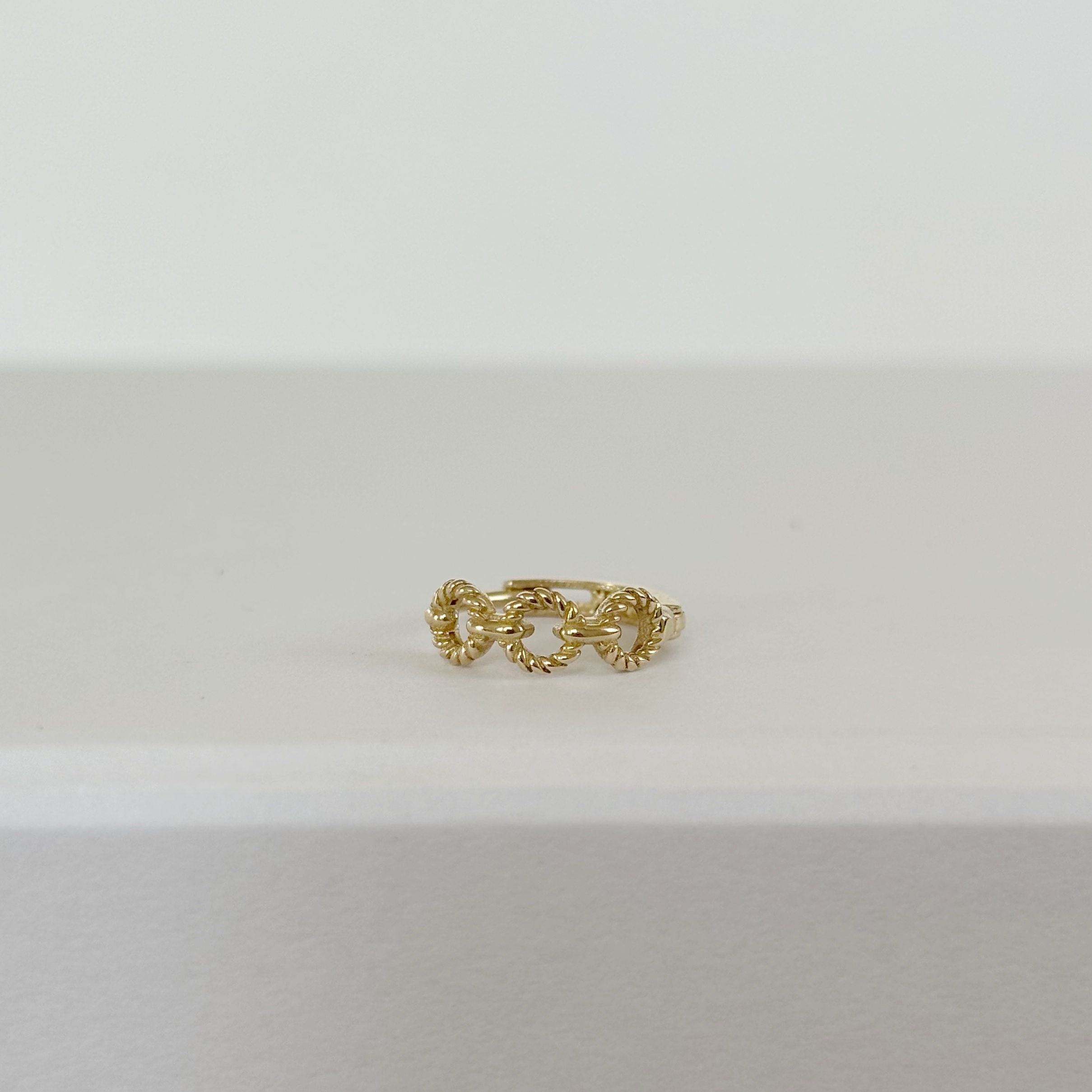 14K麻花三鍊圈耳圈