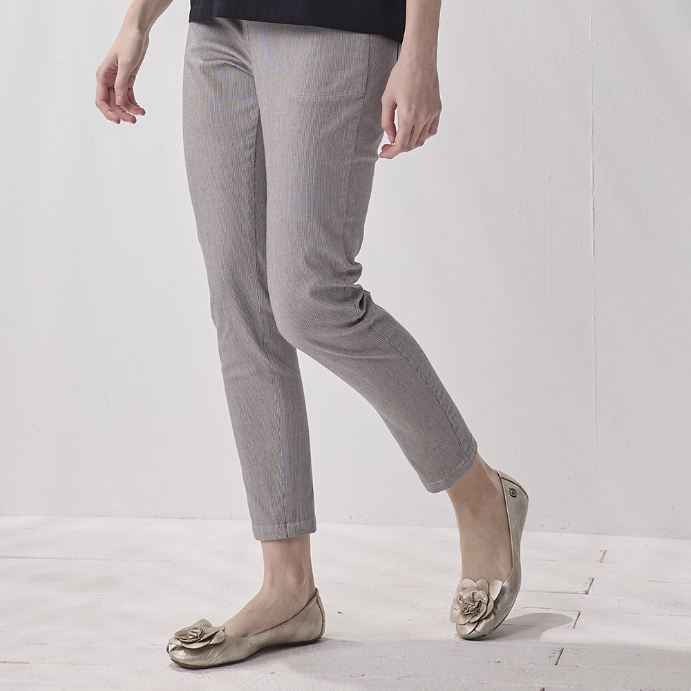 PIPPY 百搭素色彈性棉休閒長褲 灰