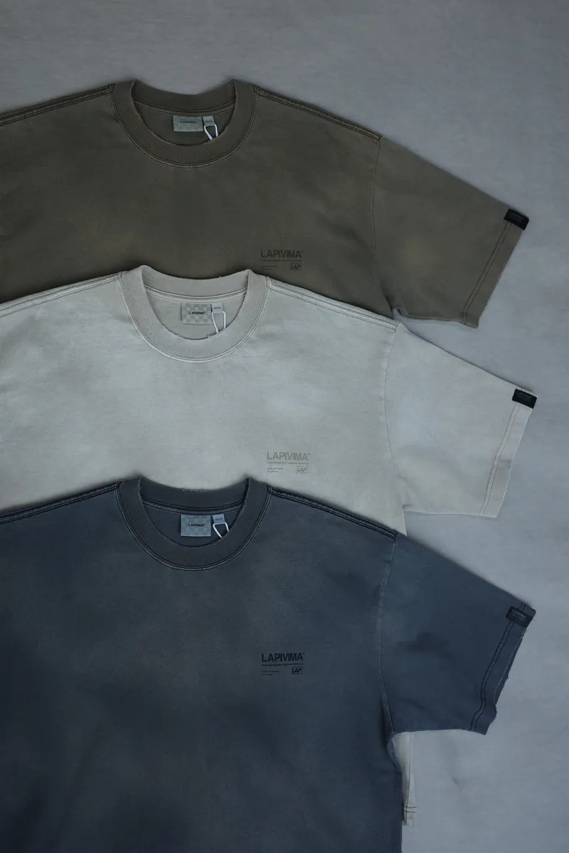 LAPRIMA 水洗染色噴霧微撕裂短Tee