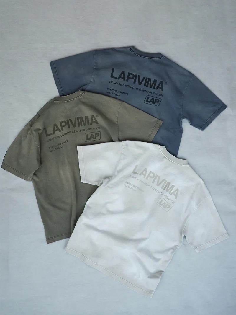 LAPRIMA 水洗染色噴霧微撕裂短Tee