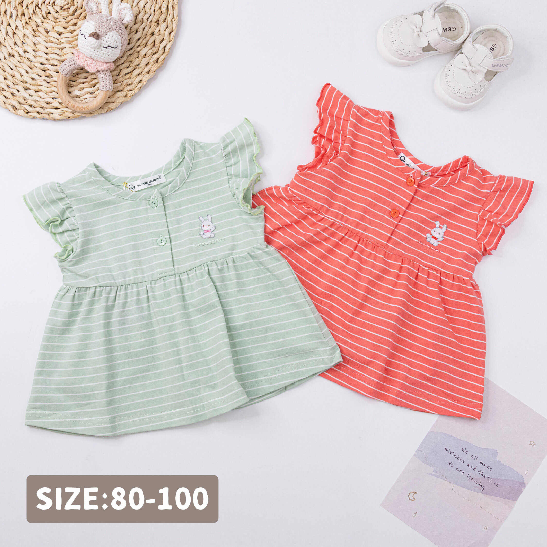 范侖鐵諾【32043】兔子玩偶打招呼條紋上衣＊二色