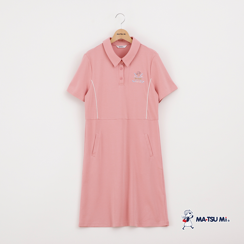 MA‧TSU Mi 運動風瑪娃與曲棍球電繡設計洋裝(粉.深藍)