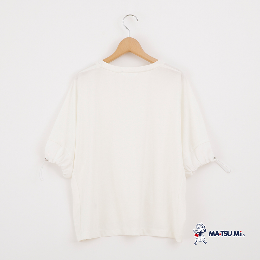 MA‧TSU Mi 簡約抽繩瑪娃小標設計上衣(白.黑)