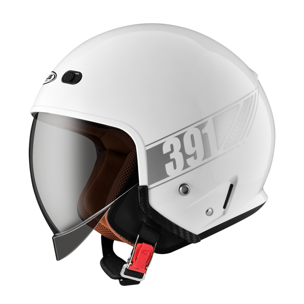 ZEUS ZS-391 亮白 素色 四分之三 半罩式  大鏡片 復古帽