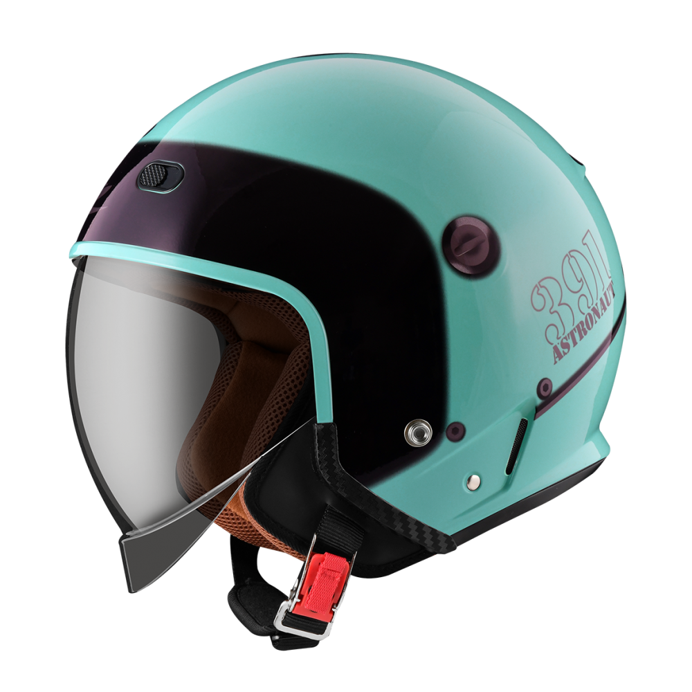 ZEUS ZS-391 A28 翠藍綠/黑銀 彩繪 四分之三 半罩式  大鏡片 復古帽