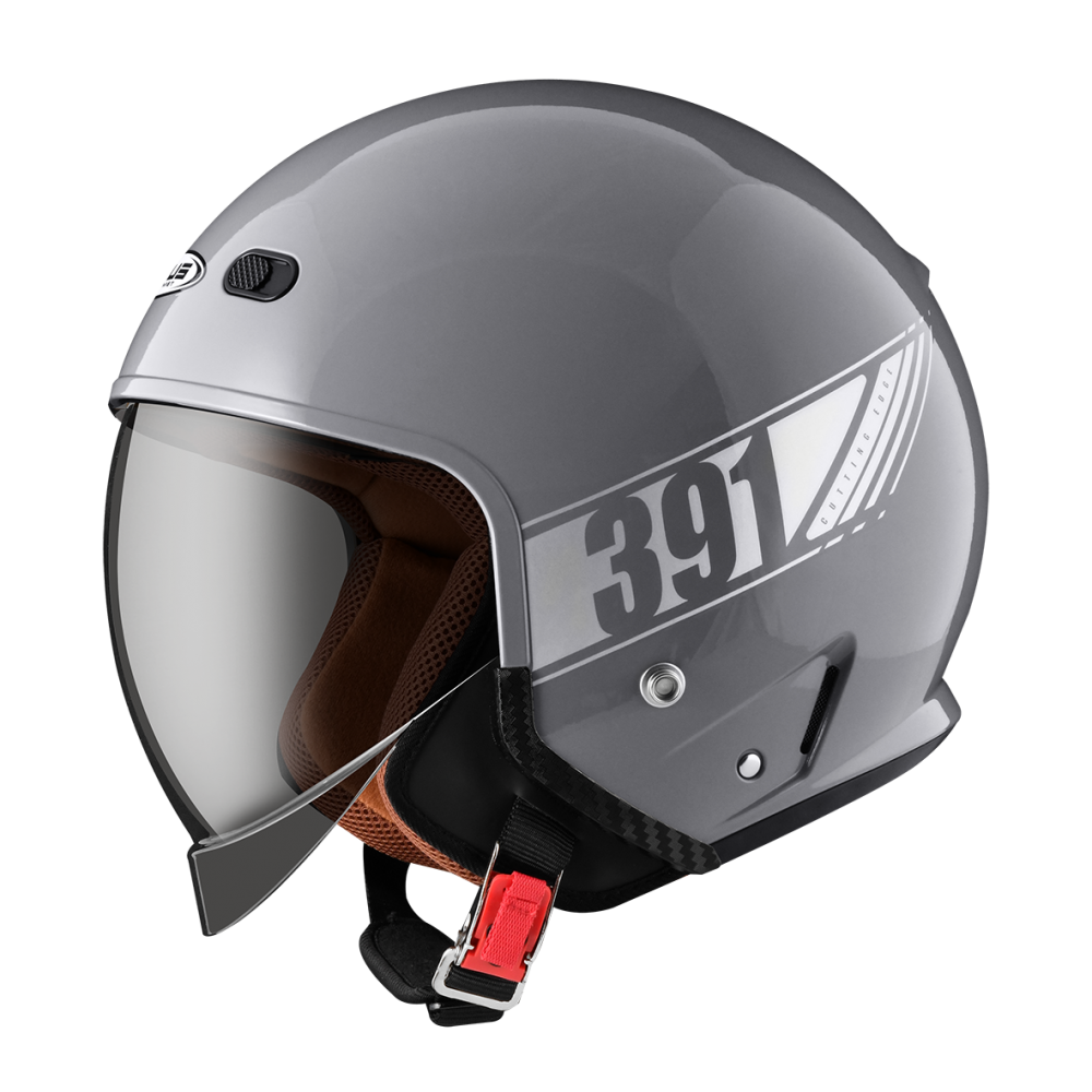 ZEUS ZS-391 水泥灰 素色 四分之三 半罩式  大鏡片 復古帽